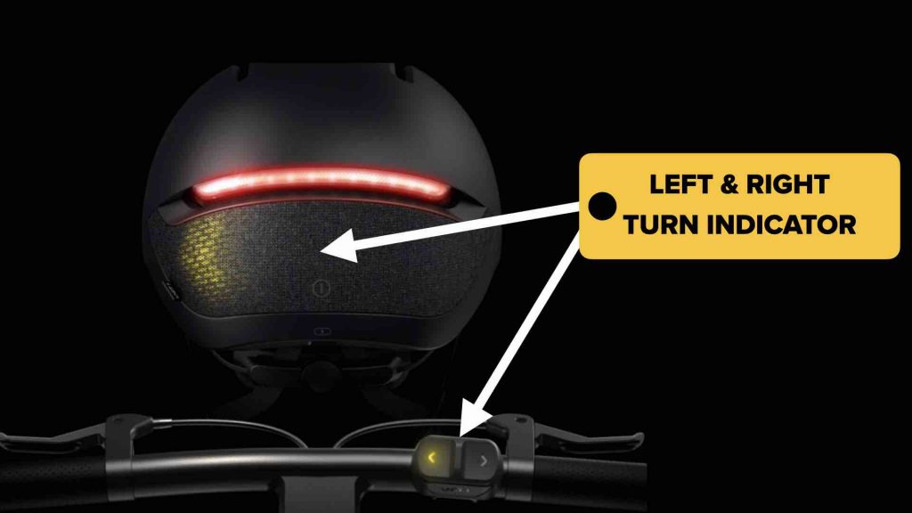 Left turn indicating on FARO smart helmet using navigation remote